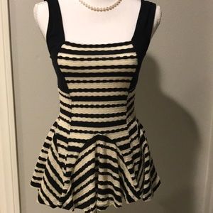 Free People Black and Cream Peplum Tank